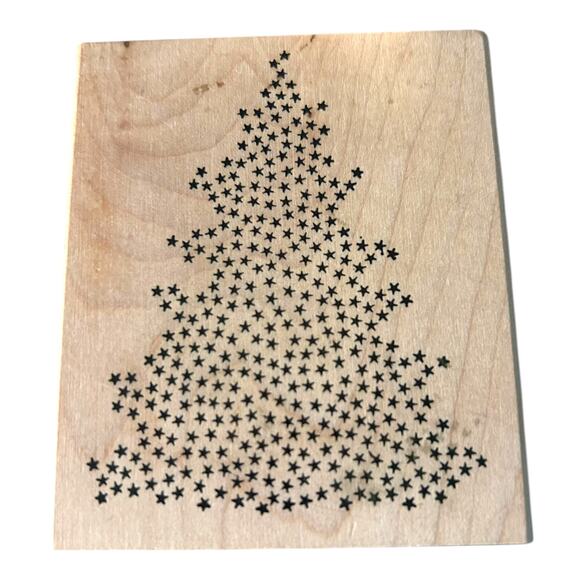 VTG Christmas Tree of Stars Wood Mounted Rubber Stamp Craft Stamp Paper Crafts - Picture 1 of 5